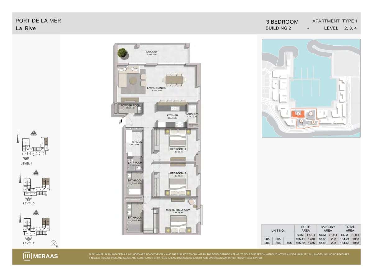 Type 1 - Unit 205,206,305,306,405